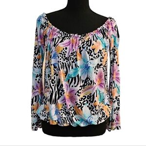 Lascana Venus Floral Bell Sleeve Pull Over Blouse 100% Viscose Size S
